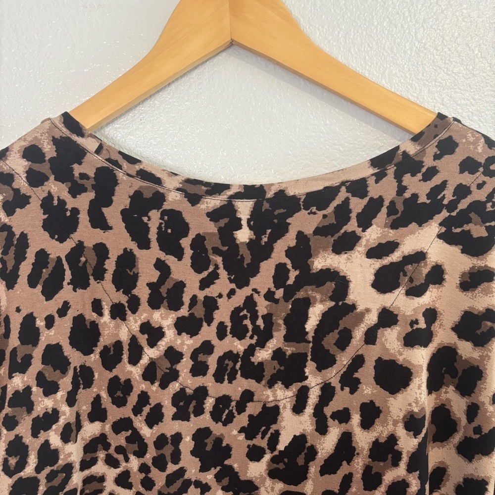 JM Collection Leopard Print Stretch Knit 3/4 Sleeve Tunic Top Size XL - Picture 4 of 11